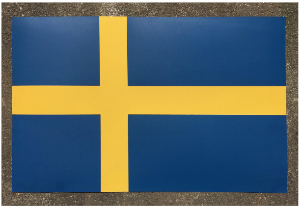 シルクスクリーンでスウェーデンの国旗のポスターを製作